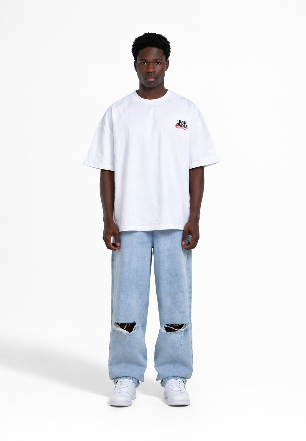 Knee Cut Baggy Fit Jeans