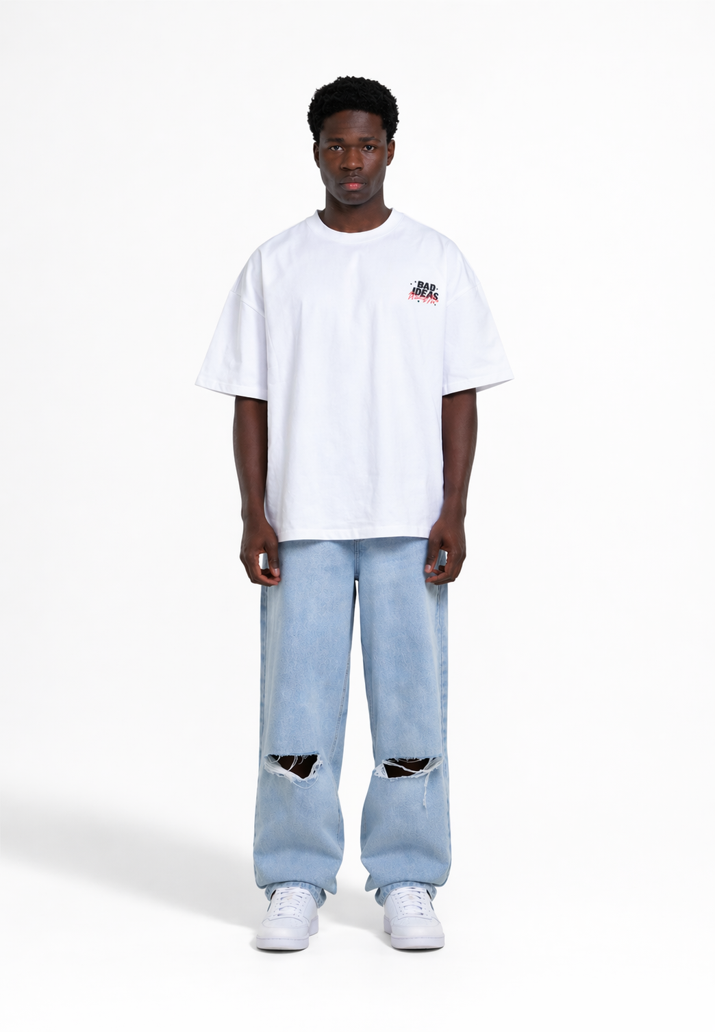 Knee Cut Baggy Fit Jeans