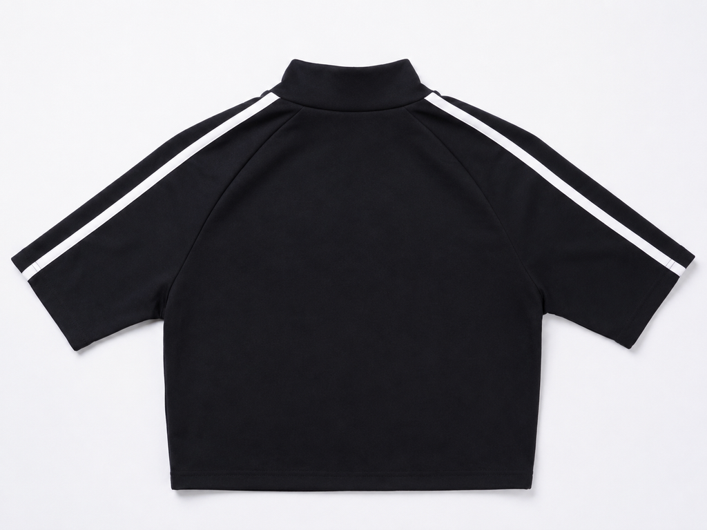 HIGH NECK SHORT TEE |  BLACK
