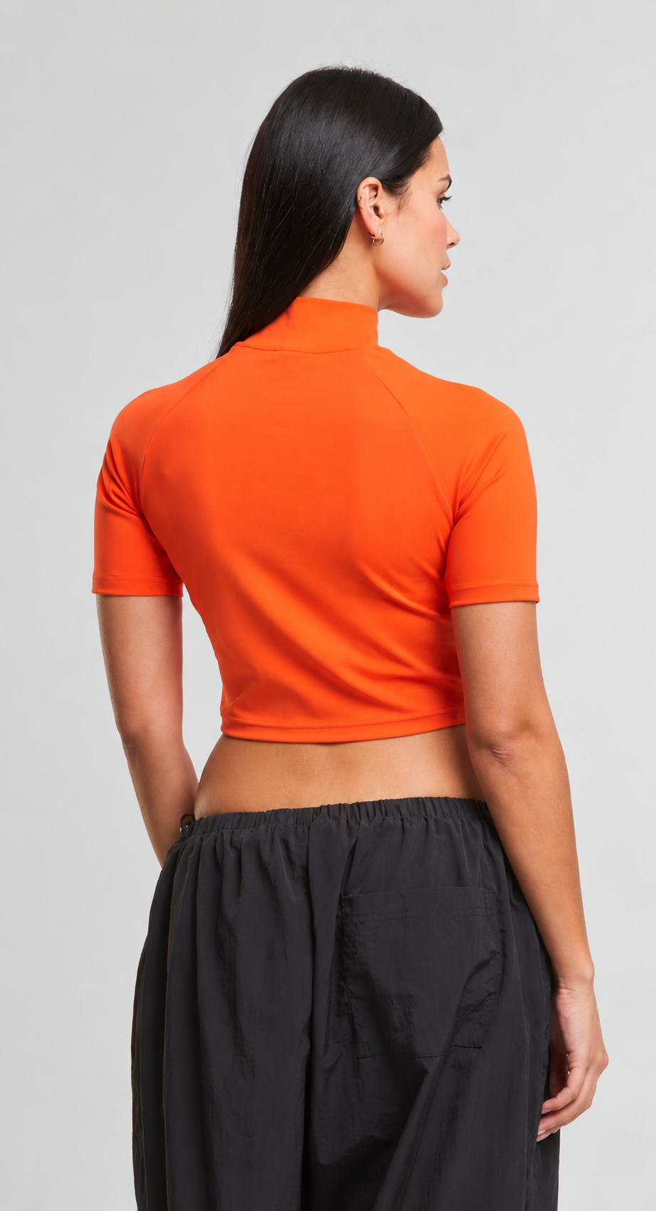 HIGH NECK SHORT TEE |  VIBRANT ORANGE