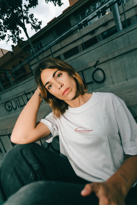 Oversized Cropped Tee " Bad Ideas Club "