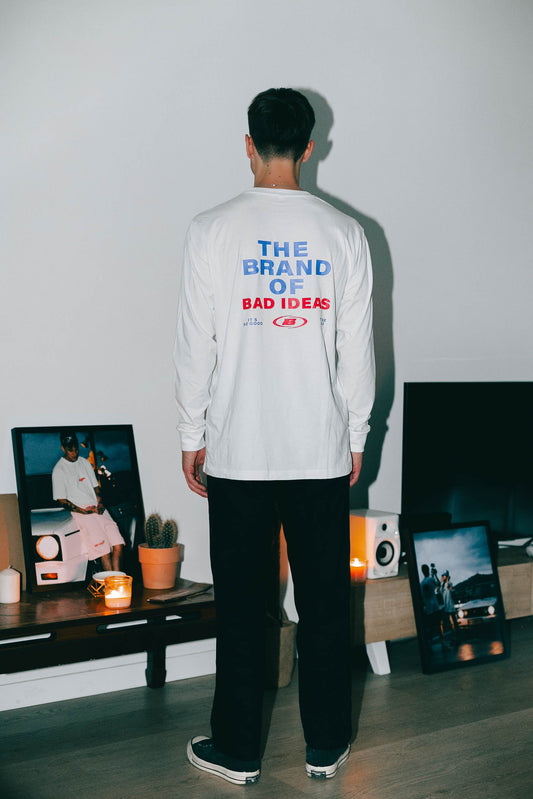 LONGSLEEVE | WHITE | " THE BRAND OF BAD IDEAS "