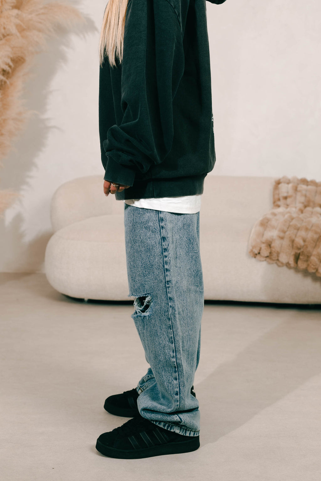 LADIES DENIM PANTS | LIGHT BLUE WASHED