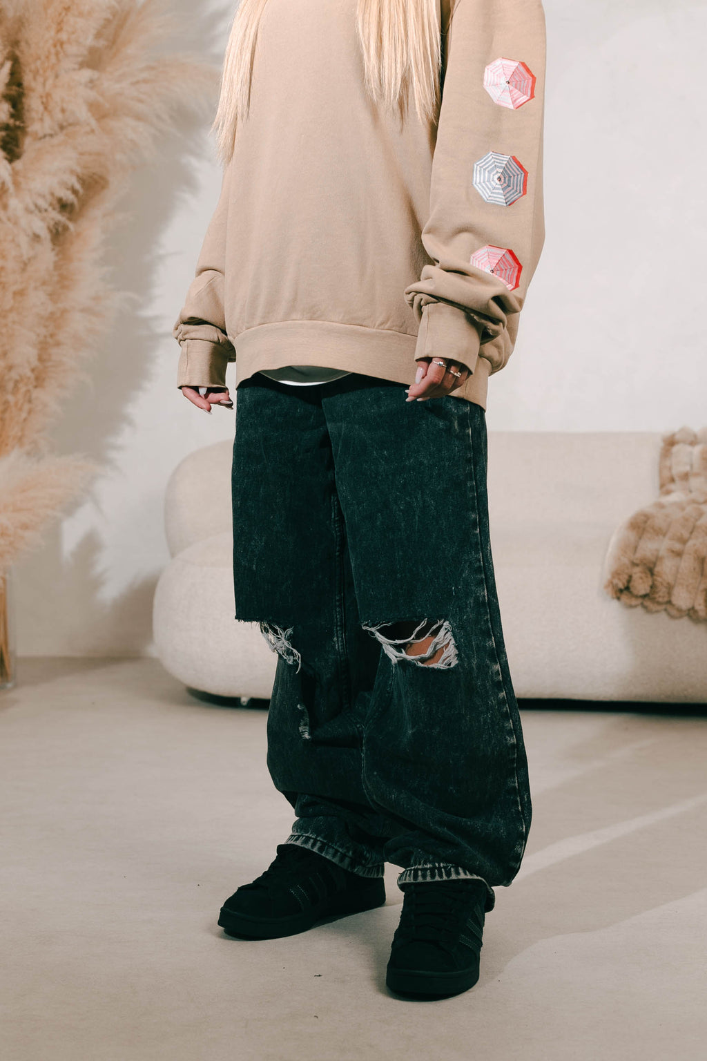 LADIES DENIM PANTS  | BLACK WASHED