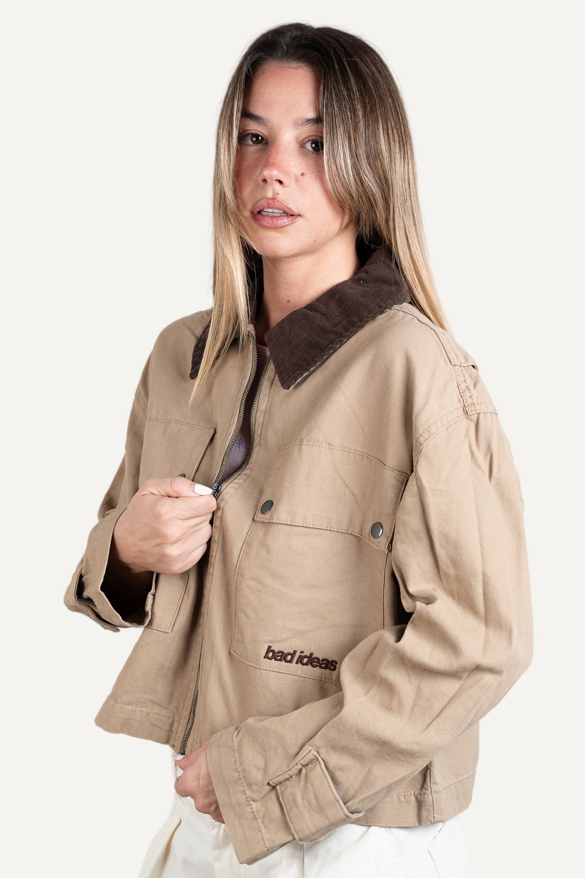 Girls Cropped Workwear Jacket Union Beige