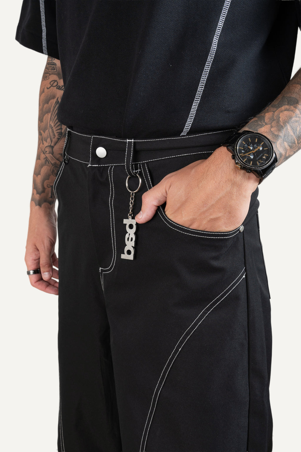 Contrast Pants Black