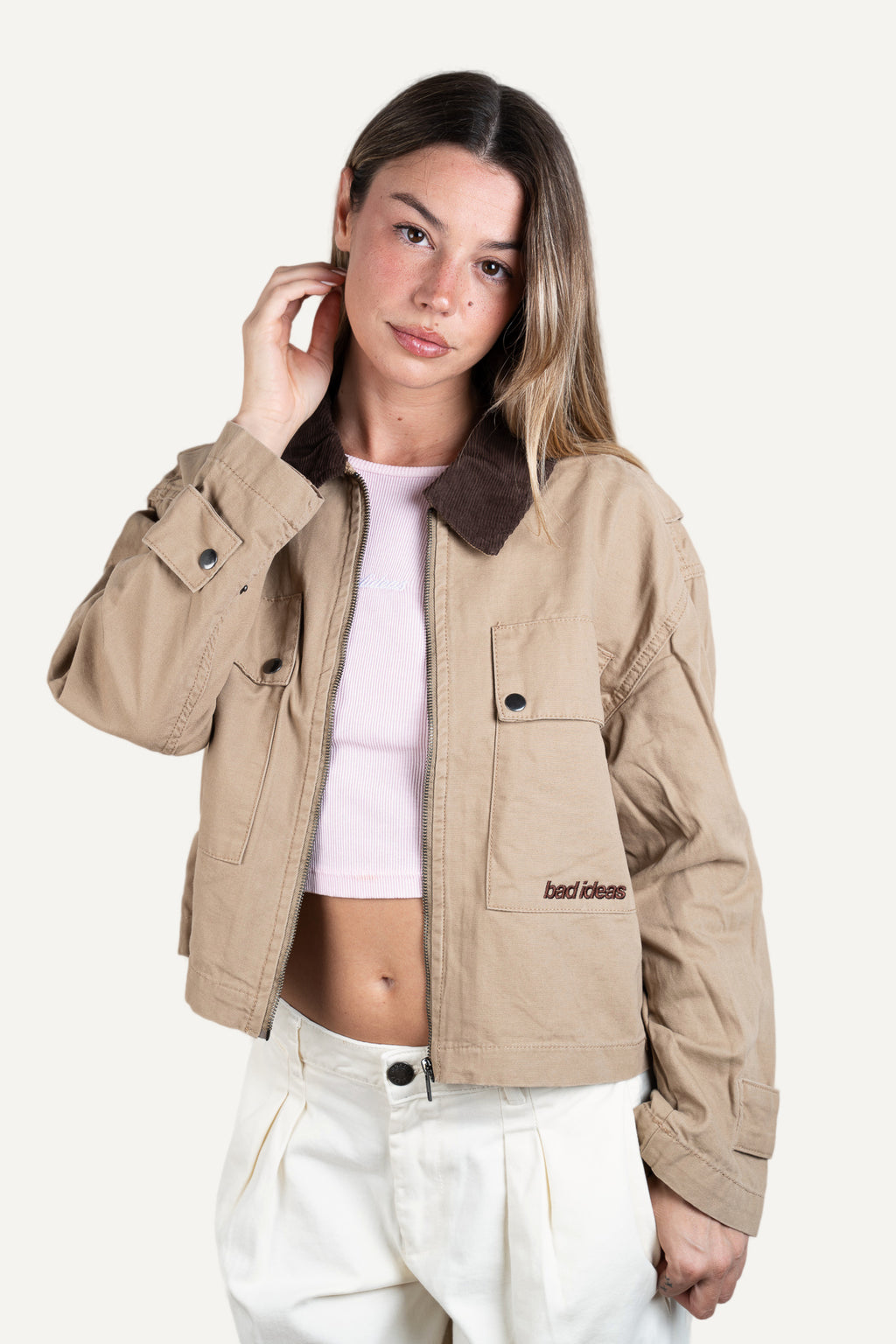 Girls Cropped Workwear Jacket Union Beige