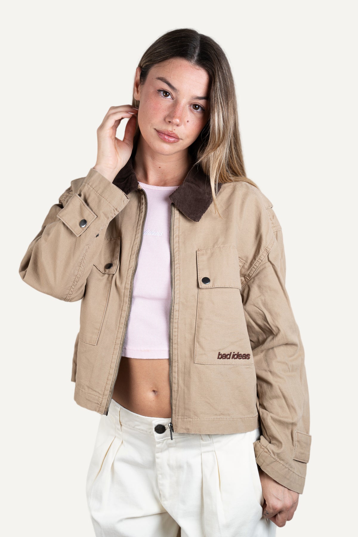 Girls Cropped Workwear Jacket Union Beige