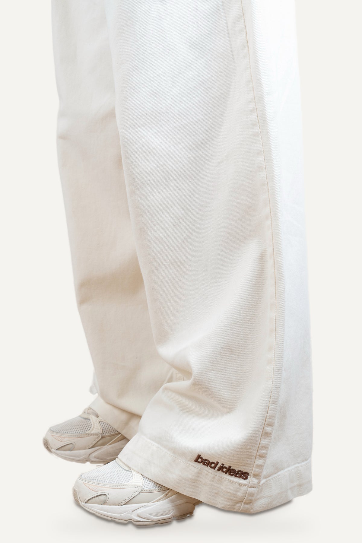 Girls Wide Leg Denim Pants White Sand