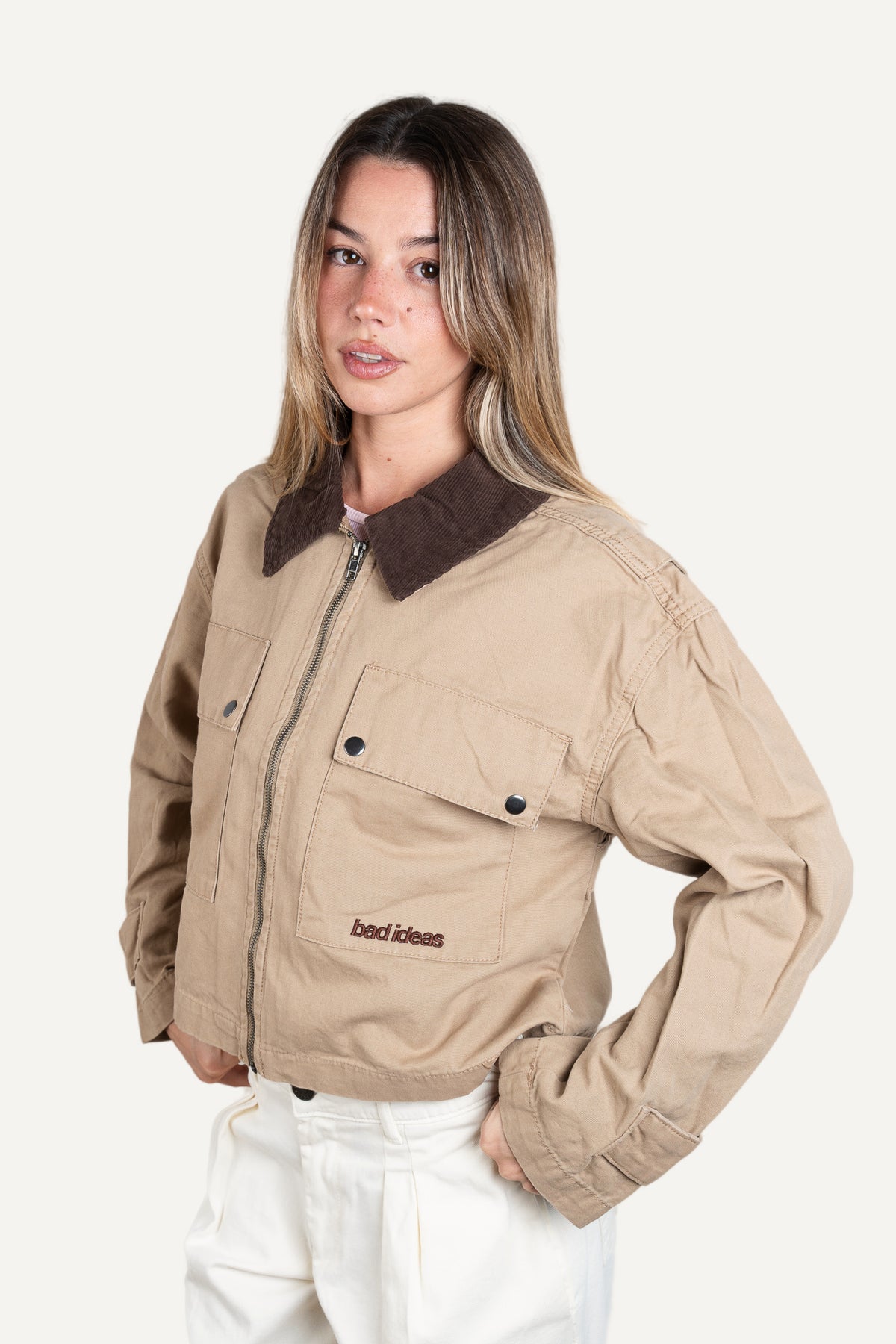 Girls Cropped Workwear Jacket Union Beige