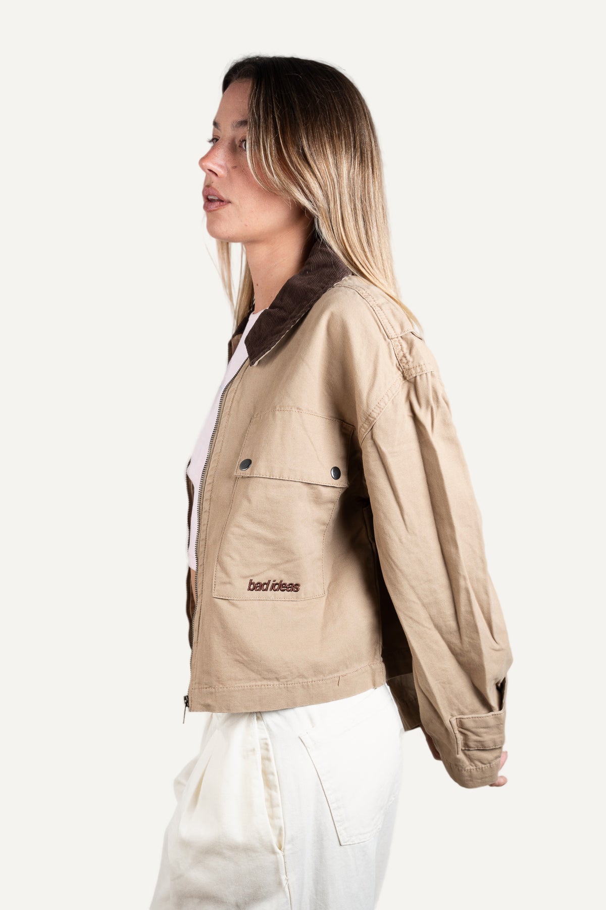 Girls Cropped Workwear Jacket Union Beige