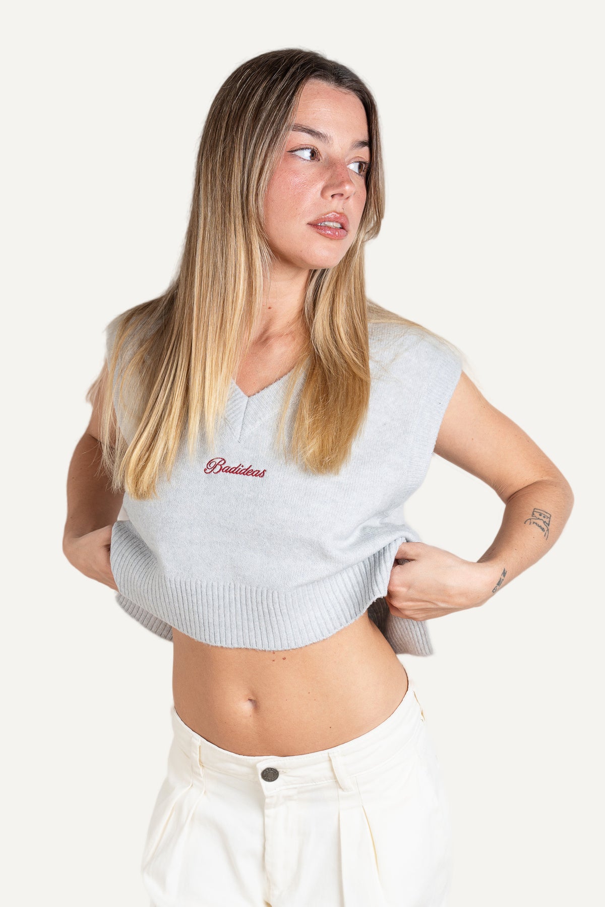 Girls Knitted Vest Grey