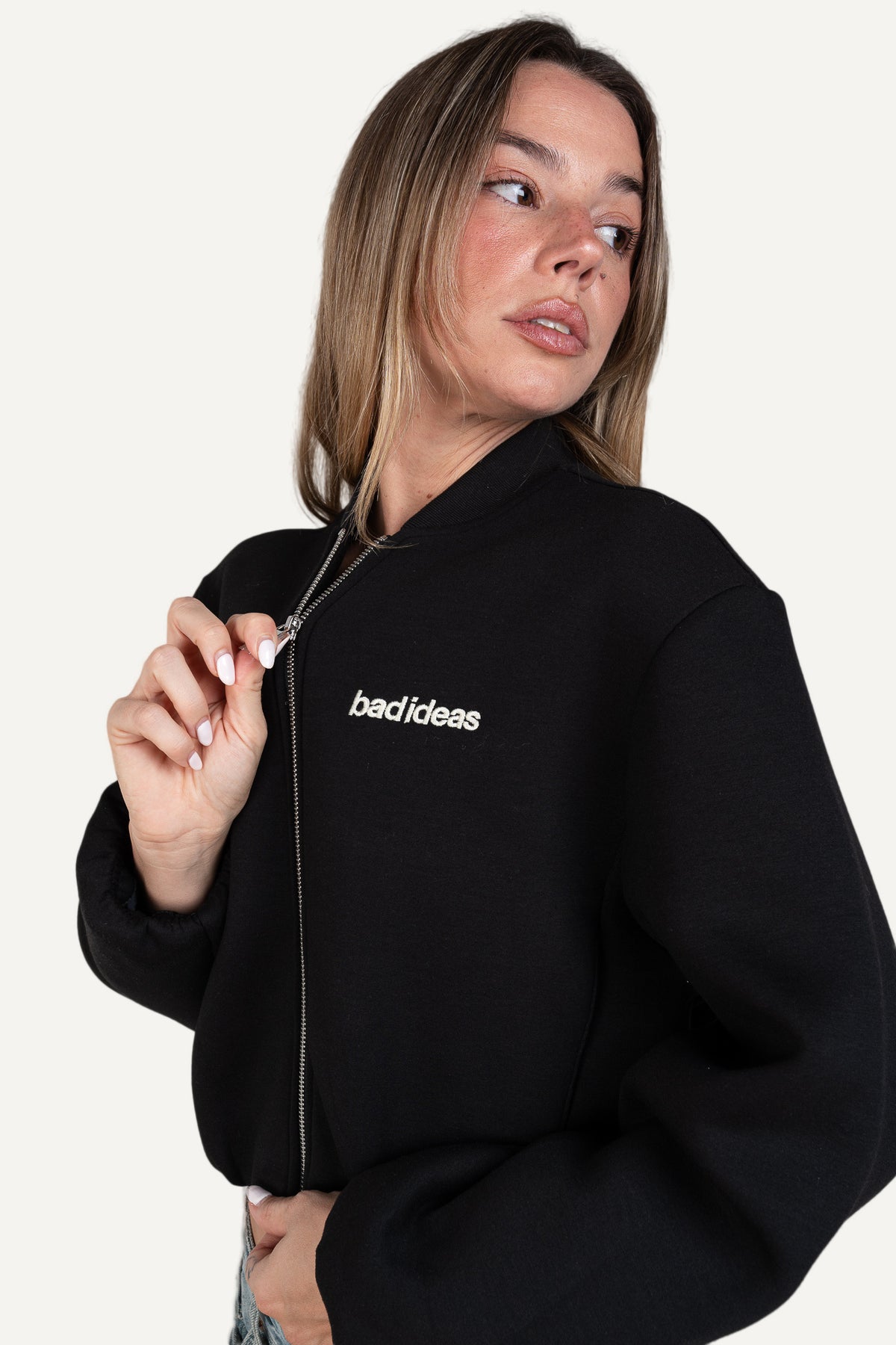 Girls Crop Zip Black