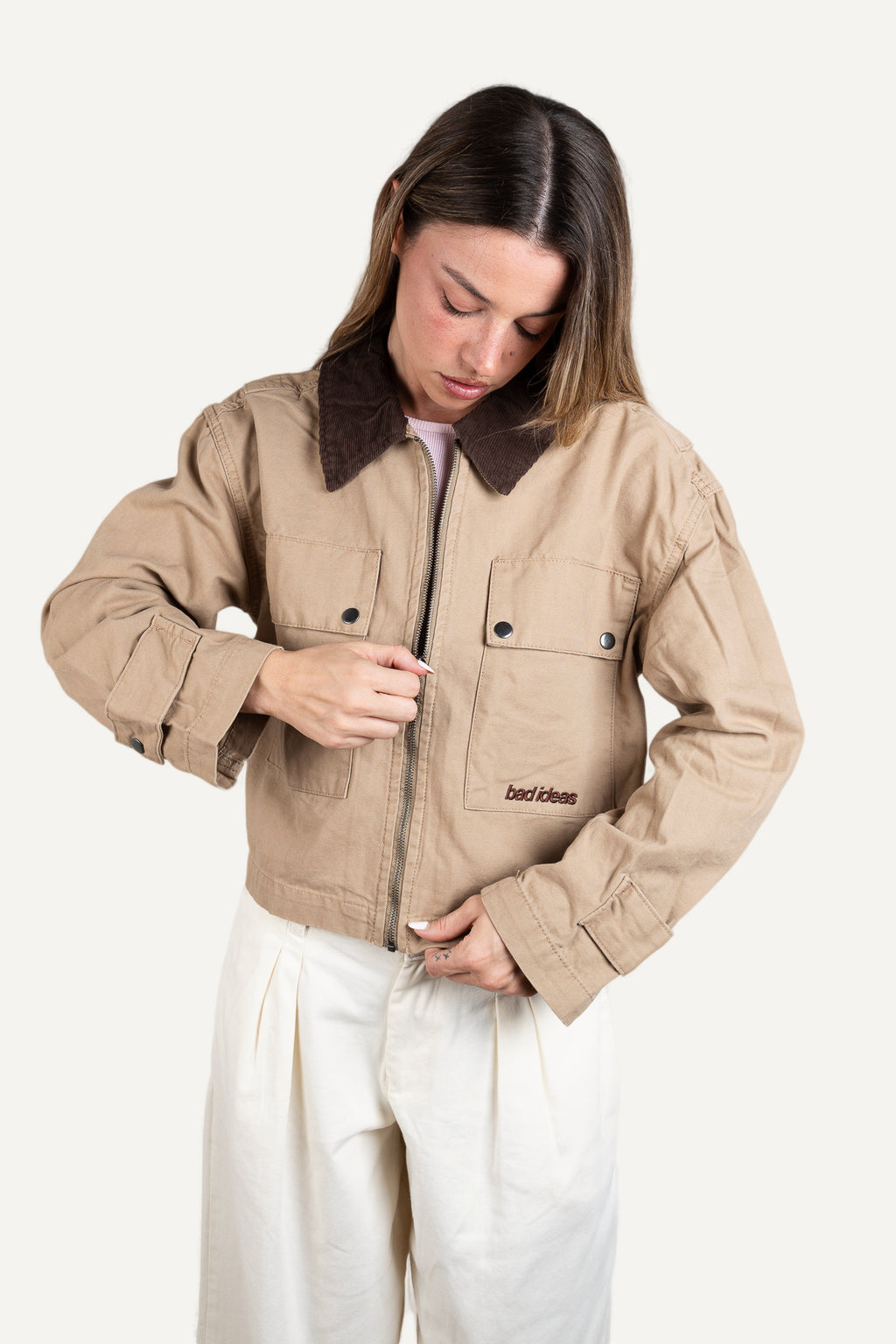 Girls Cropped Workwear Jacket Union Beige