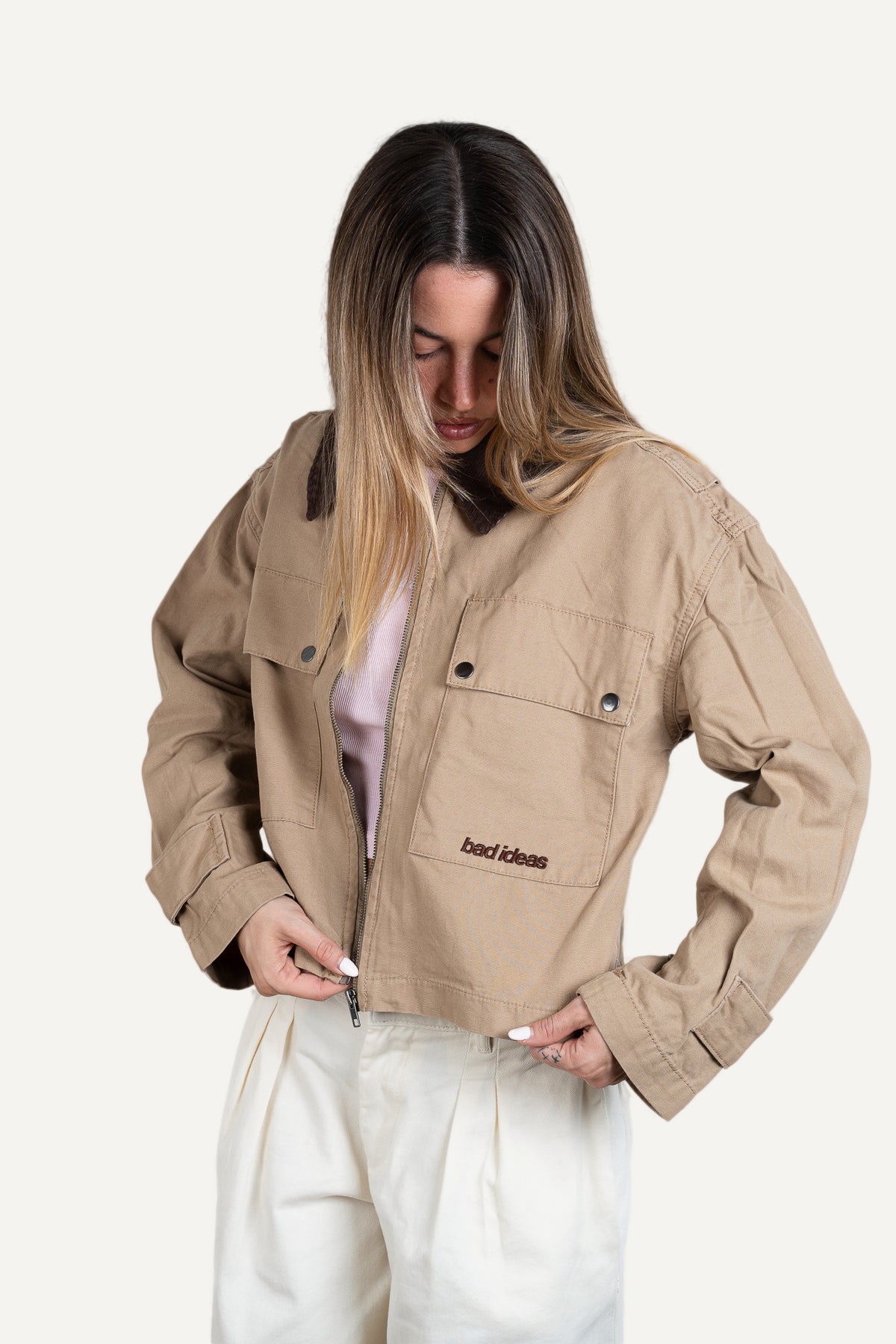 Girls Cropped Workwear Jacket Union Beige