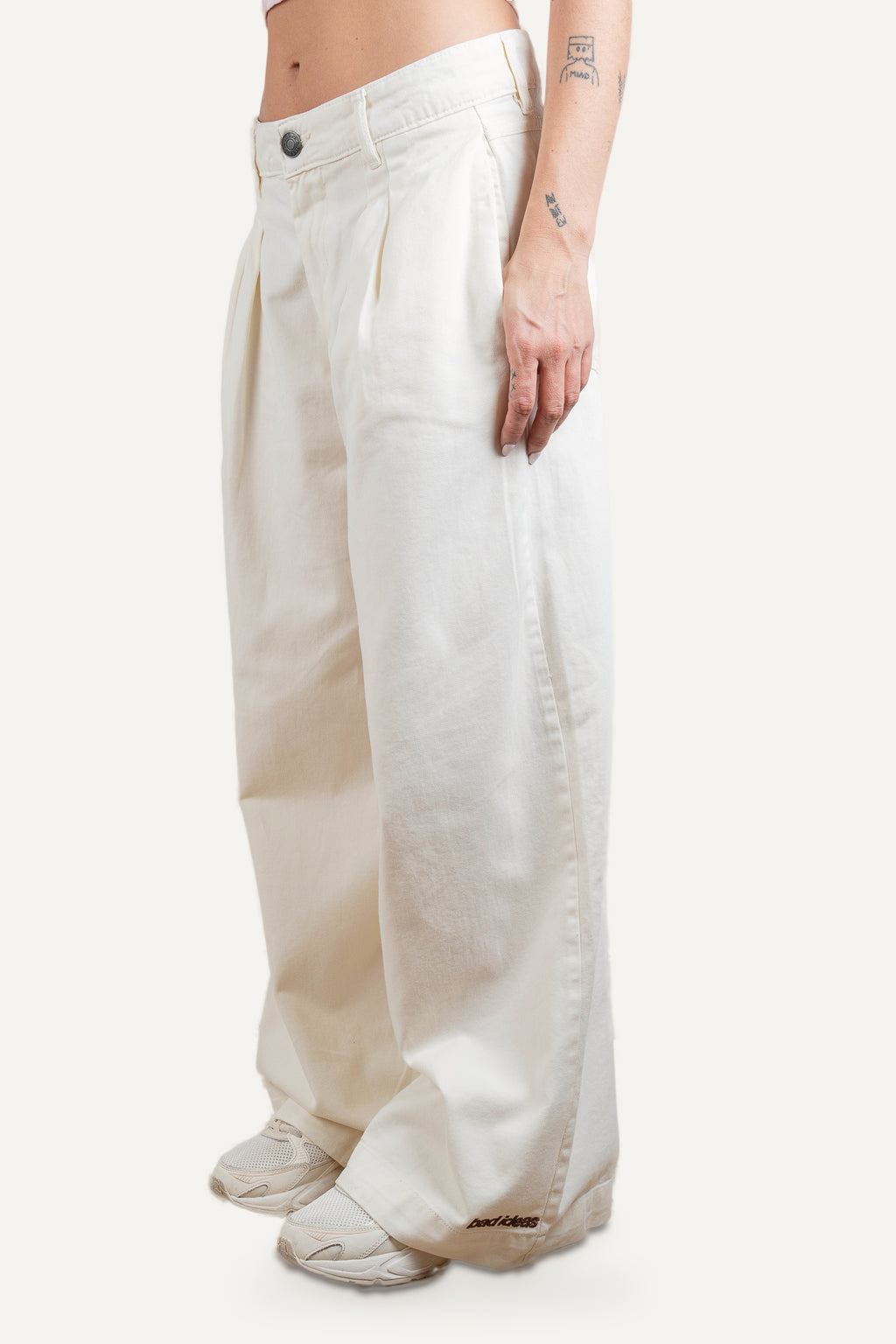 Girls Wide Leg Denim Pants White Sand