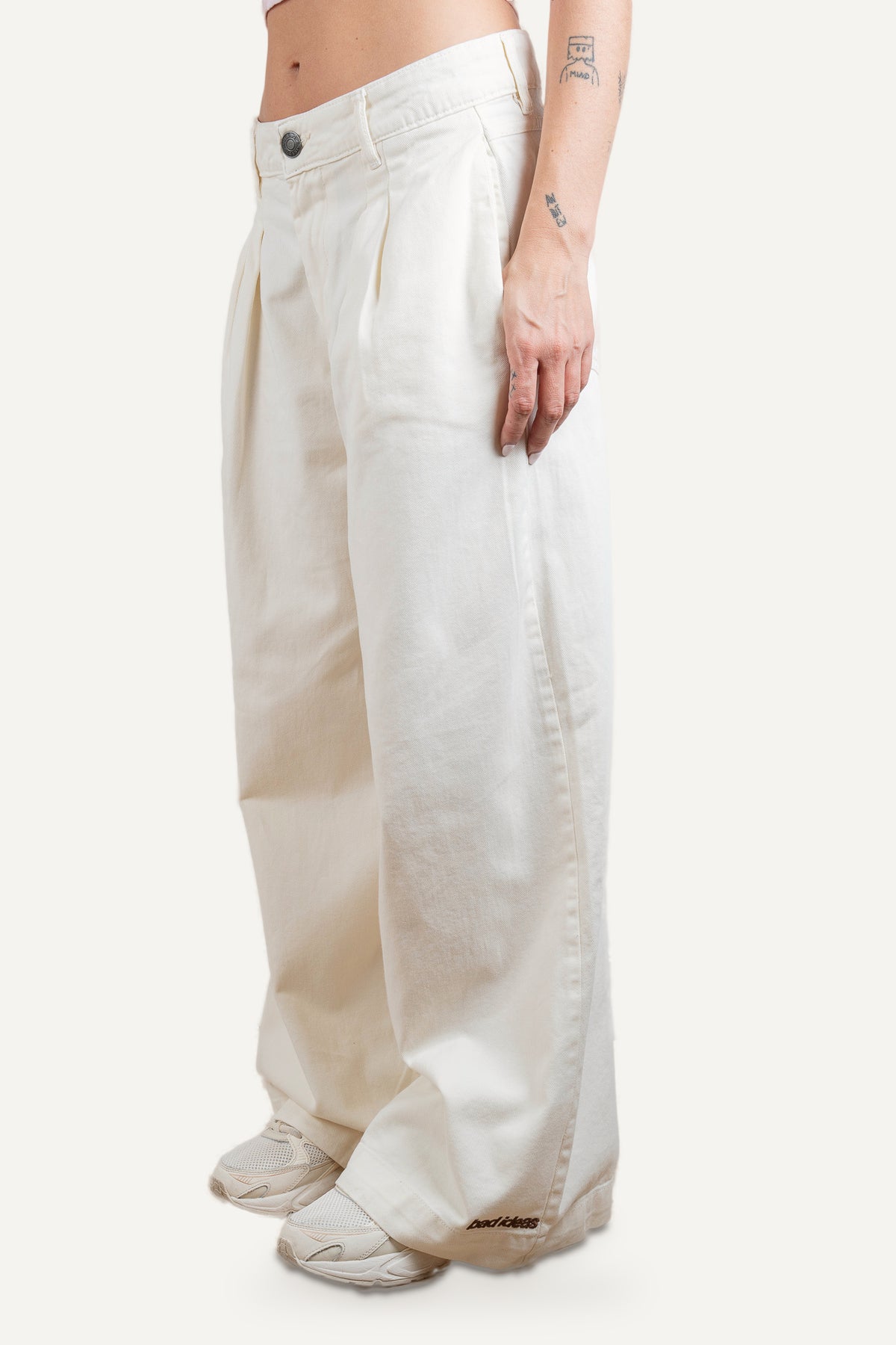 Girls Wide Leg Denim Pants White Sand