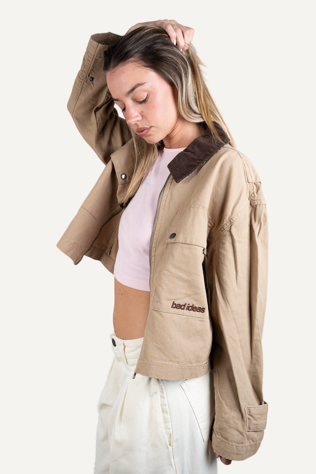 Girls Cropped Workwear Jacket Union Beige
