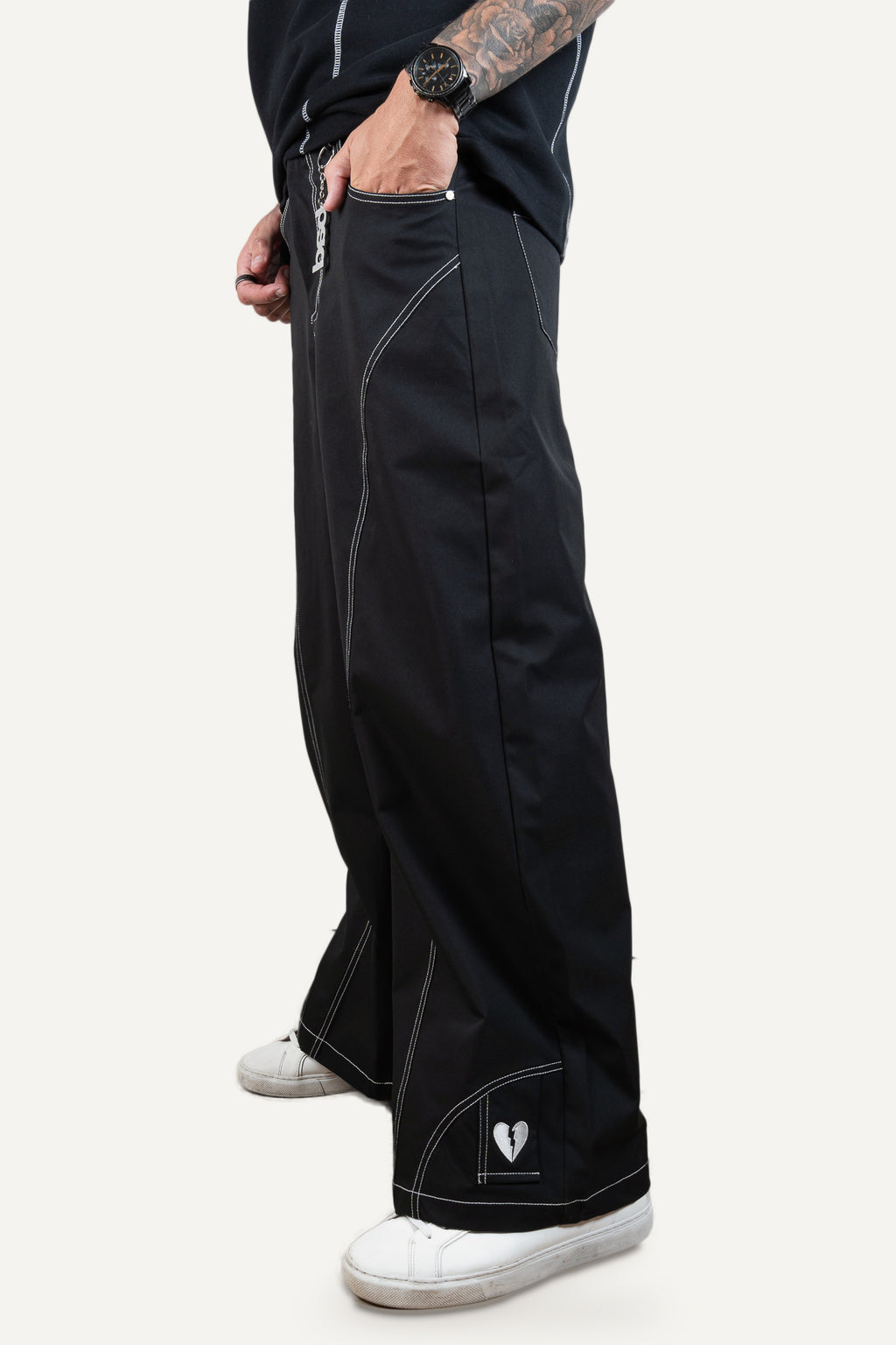 Contrast Pants Black