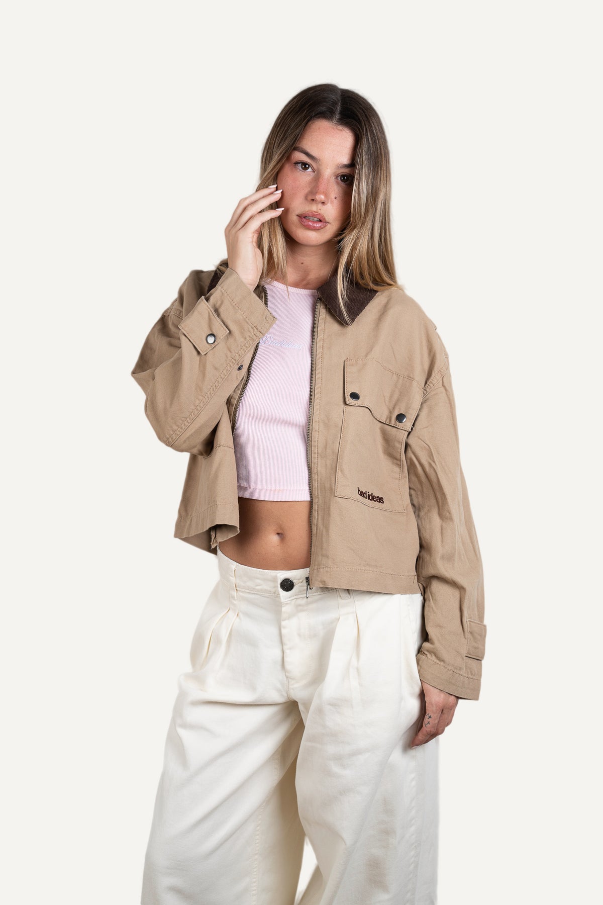 Girls Cropped Workwear Jacket Union Beige