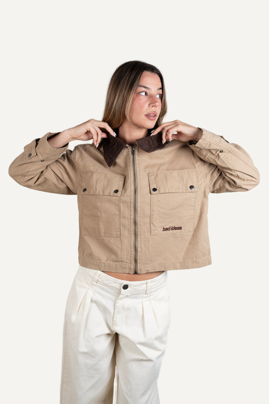 Girls Cropped Workwear Jacket Union Beige