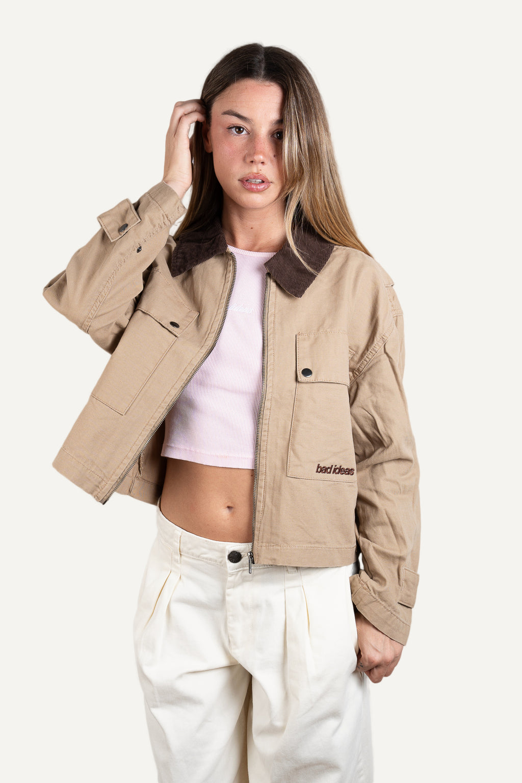 Girls Cropped Workwear Jacket Union Beige