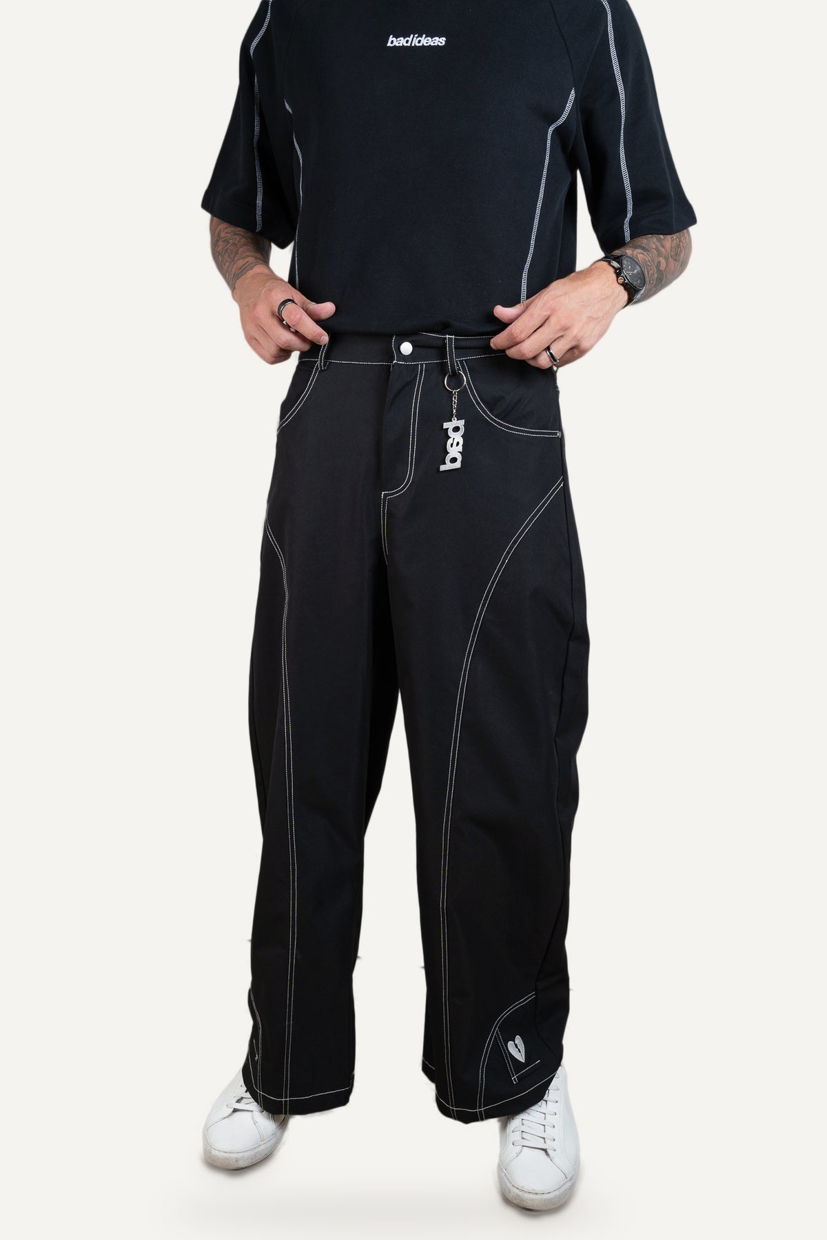 Contrast Pants Black